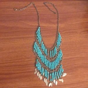 Layered turquoise & gold necklace